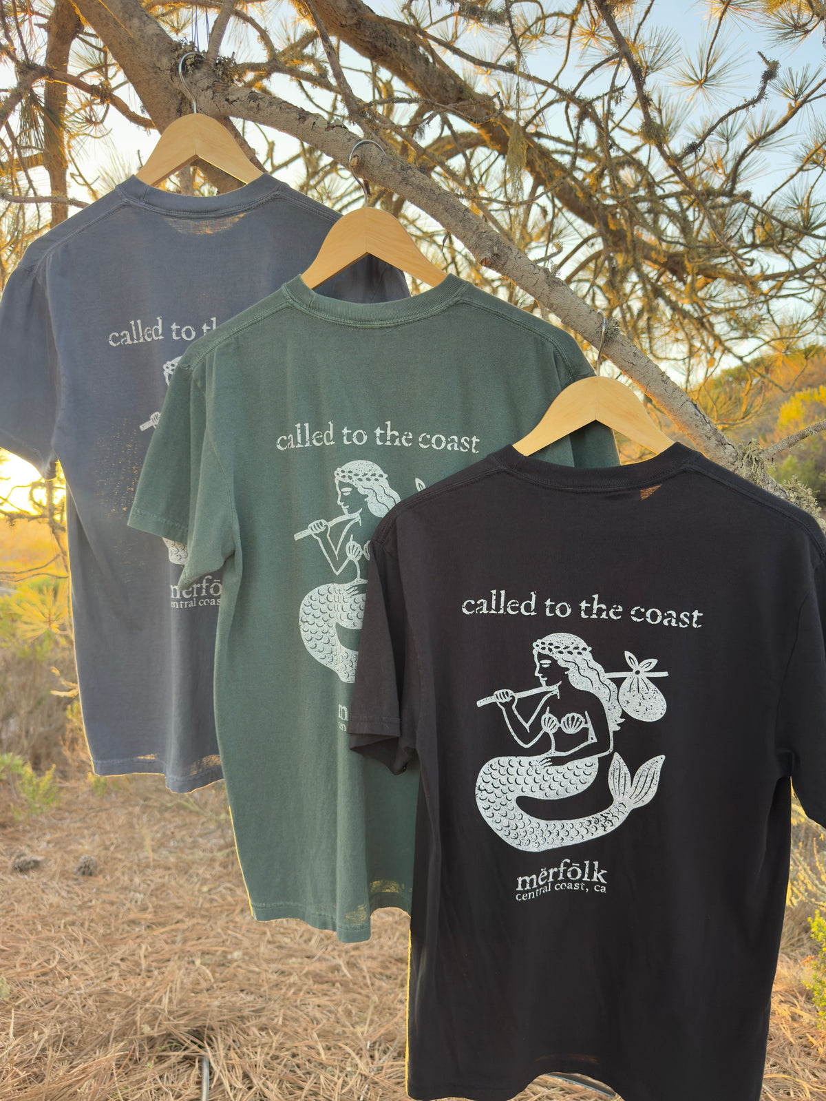 mërfolk beach bum tee- spruce green, denim blue, or black