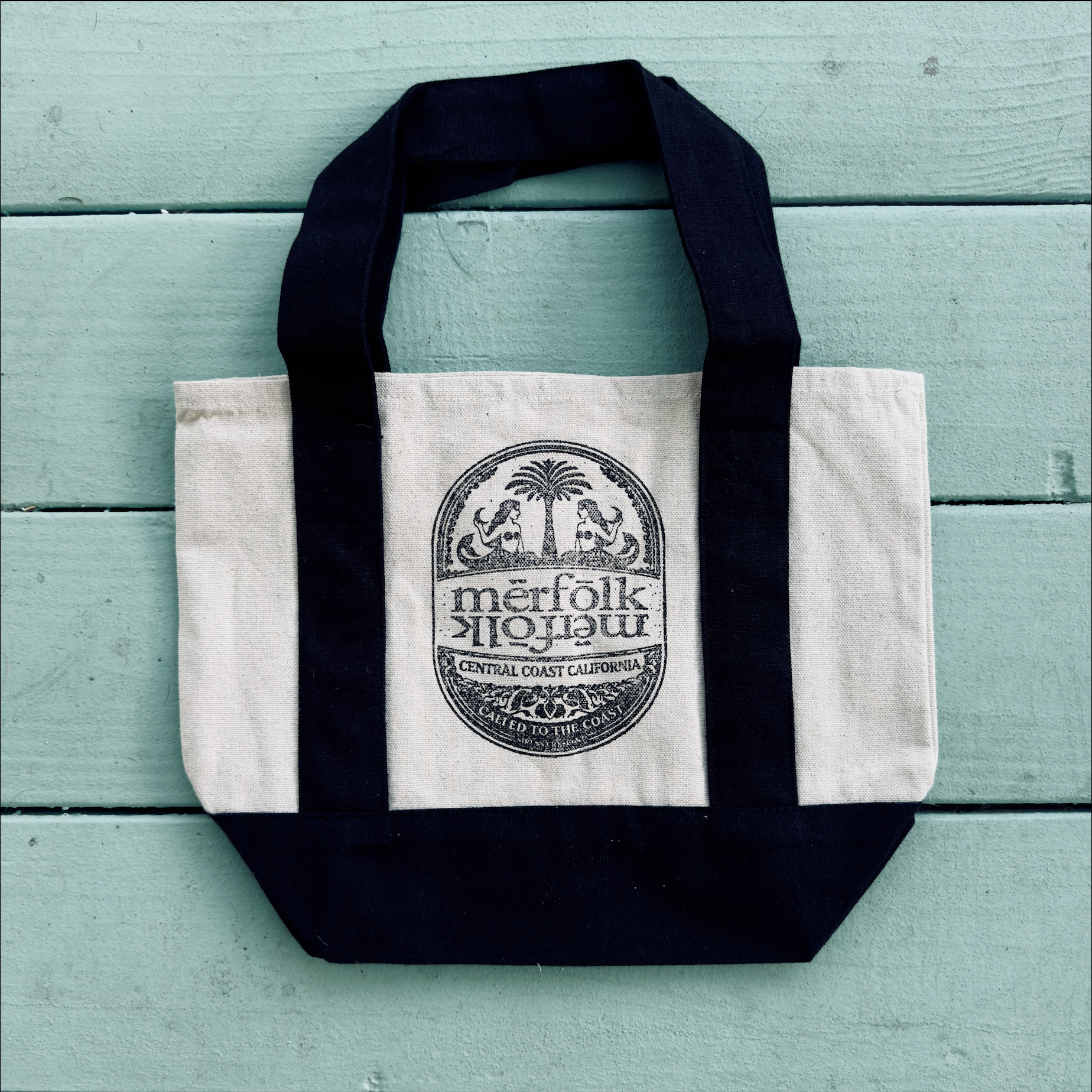 mërfōlk hand stamped crest tote